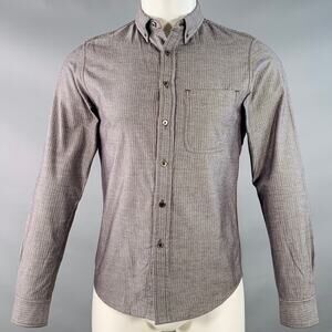 WINGS + HORNS Size XS Yellow Charcoal Stripe Cotton One Pocket Long Sleeve Shirt